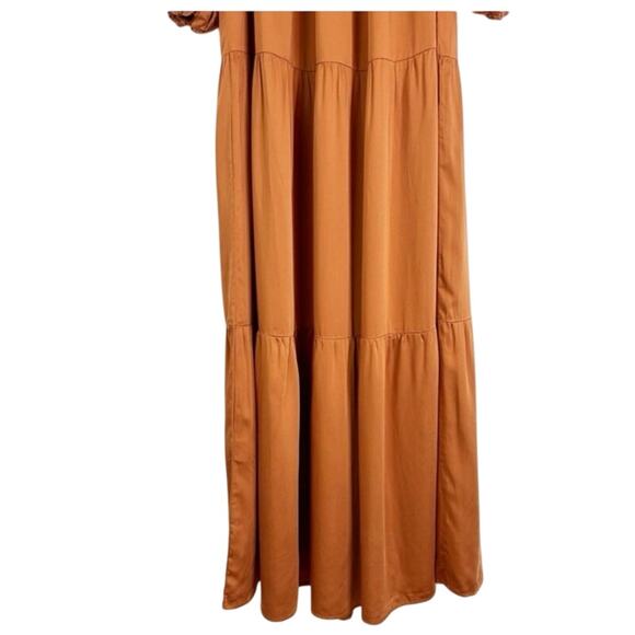 Diarrablu Kudi Dress Women's Small Rust Long Sleeve Off Shoulder Tiered Maxi NWT - Picture 3 of 11